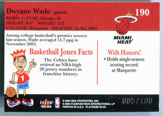 Dwyane Wade 2003 Fleer Platinum#190 Card 005/100