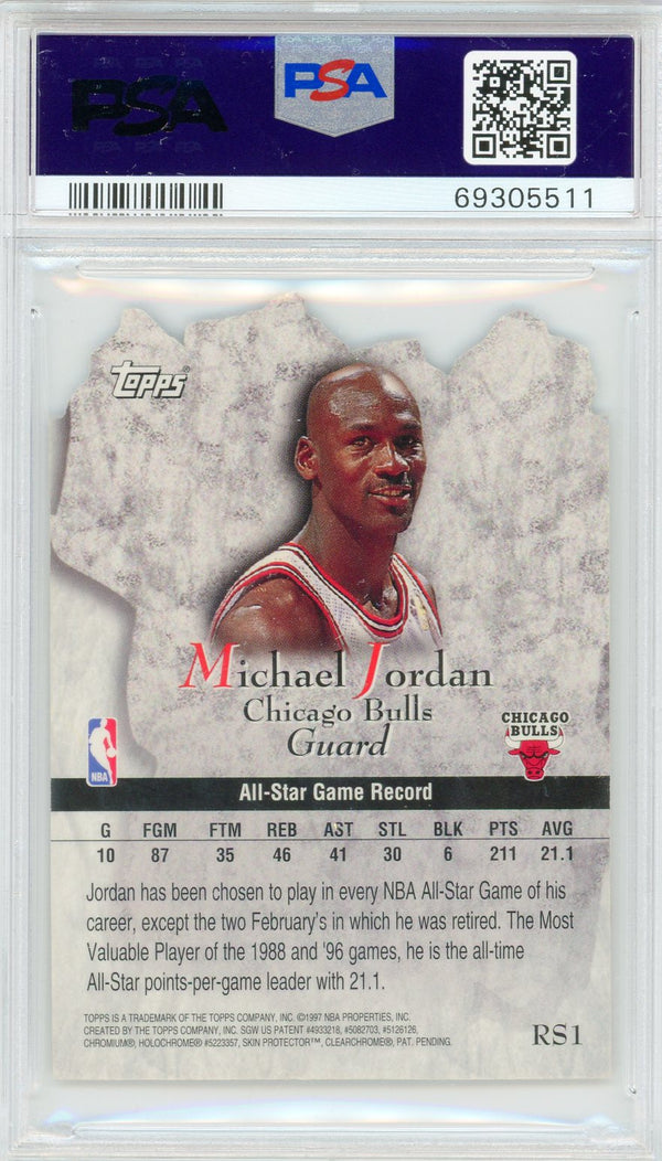 Michael Jordan 1997 Topps Rock Stars Card #RS1 (PSA Mint 9)