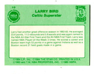 Larry Bird 1984 Star Company #10 Card