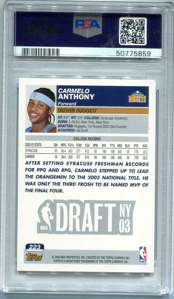 Carmelo Anthony 2003 Topps #223 (PSA Mint 9)