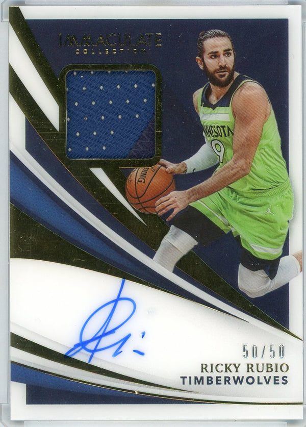 Ricky Rubio Autographed 2020-21 Panini Immaculate Collection Patch Card