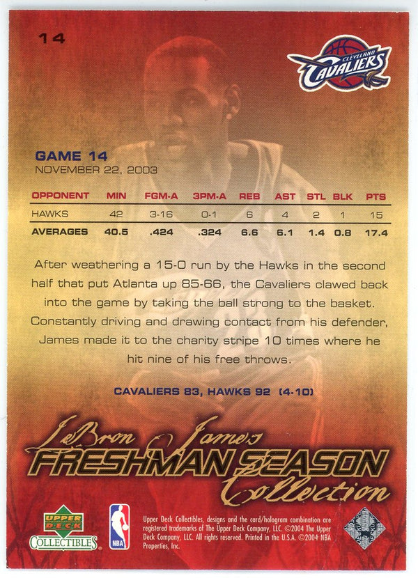 LeBron James 2004 Upper Deck Freshman Season Collection Card #14
