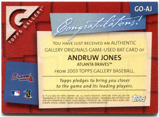Andruw Jones Topps Gallery Bat Card 2003
