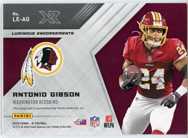 Antonio Gibson Autographed 2020 Panini XR Luminous Endorsements Rookie Card