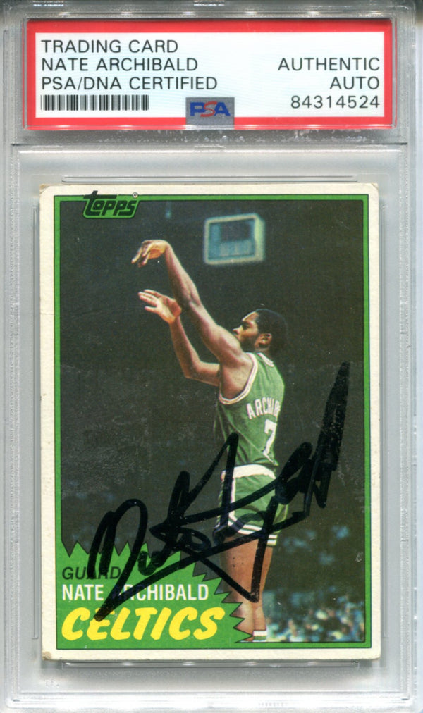Nate Archibald Autographed 1981-82 Topps Card (PSA)