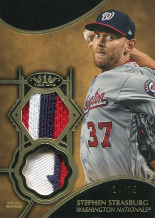 Stephen Strasburg 2019 Topps Tier One Game Used Jersey Patch Card