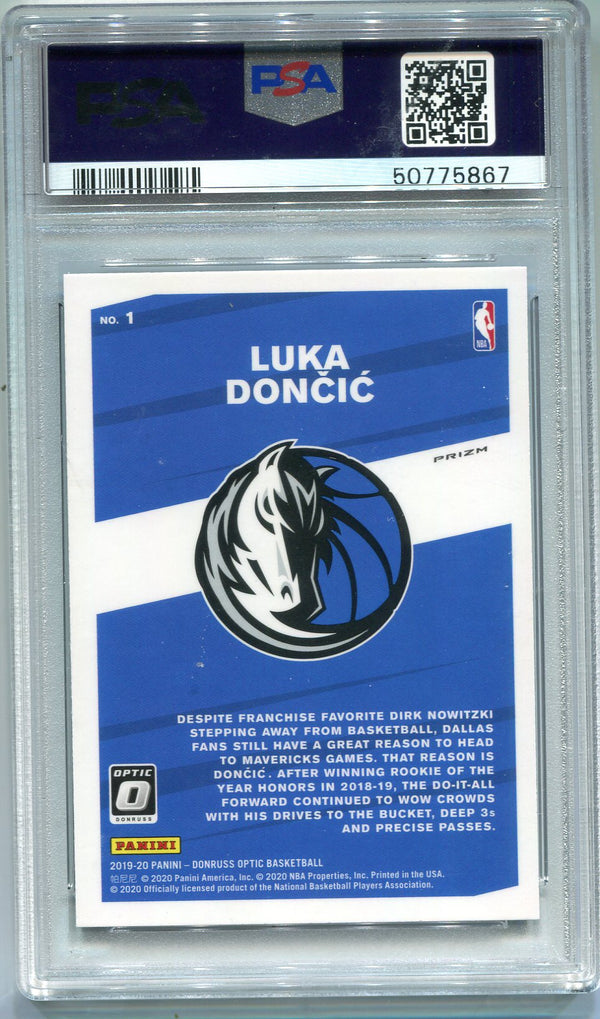 Luka Doncic 2019 Panini Donruss Optic My House! Purple #1 Card (PSA 9)