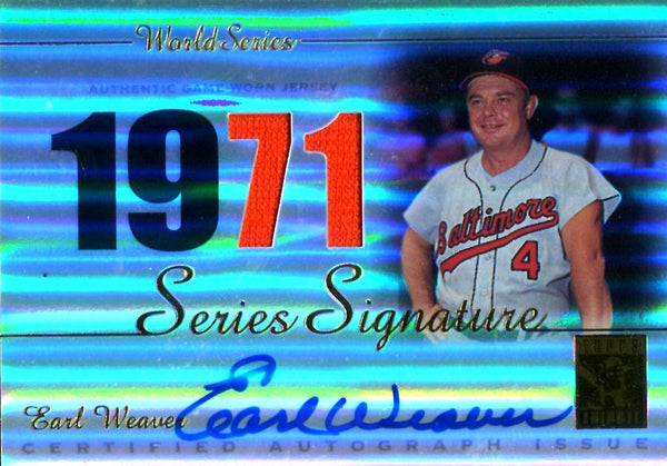 Earl Weaver 2003 Topps Series Signatures Autographed Card/Game-Worn Jersey