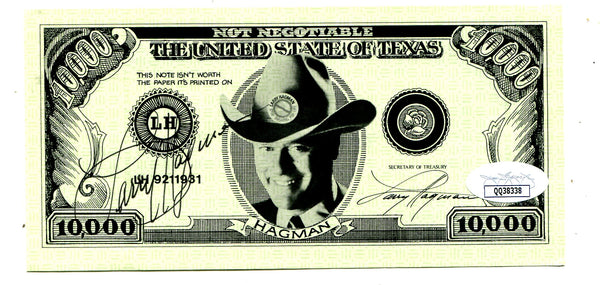 Larry Hagman Autographed Texas Dollar (JSA)