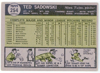 Ted Sadowski 1961 Topps Card #254