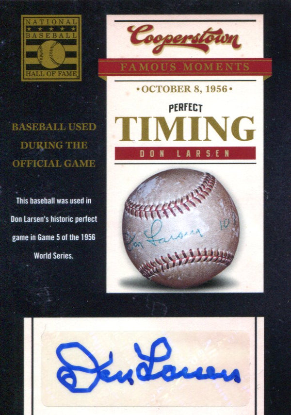 Don Larsen Autographed 2012 Panini Cooperstown Perfect Timing Card