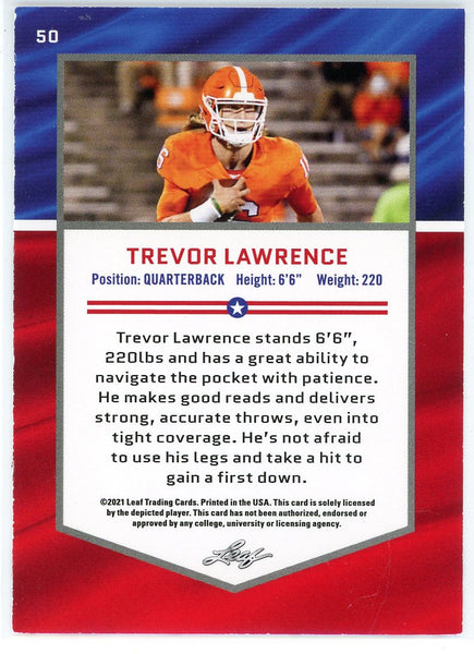 Trevor Lawrence 2021 Leaf Draft All American Rookie Card #50