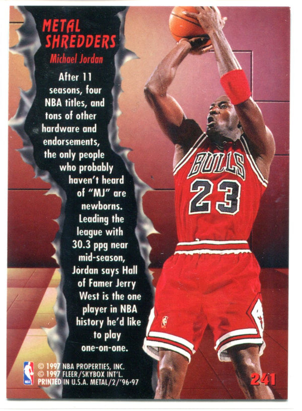 Michael Jordan 1996-97 Fleer Metal Shredders Card #241