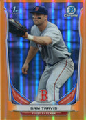 Sam Travis 2014 1st Bowman Chrome Draft Orange Refractor Card 21/25