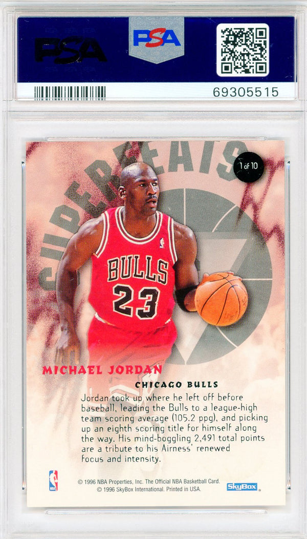 Michael Jordan 1996 Hoops Superfeats Card #1 (PSA NM 7)