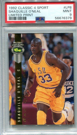 Shaquille O`Neal 1992 Classic 4 Sport #LP8 PSA Mint 9 Card