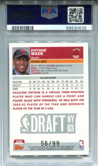 Dwyane Wade 2003 Topps Gold Rookie Card PSA 8  56/99