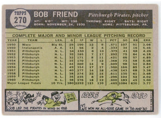 Bob Friend 1961 Topps Card #270