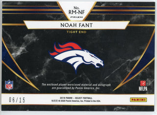 Noah Fant Autographed 2019 Panini Select Prizm Rookie Jersey Card /15