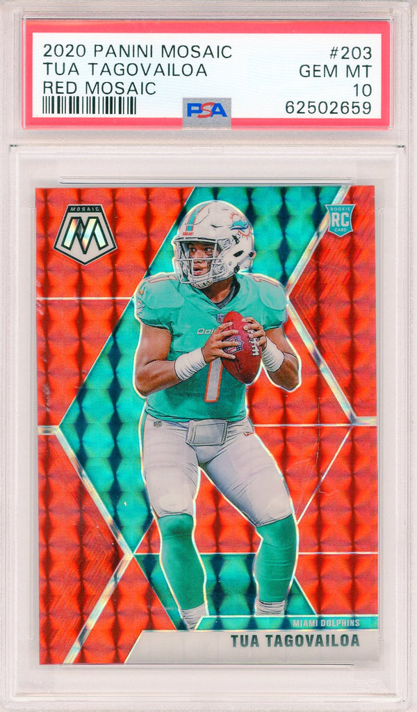 Tua Tagovailoa 2020 Panini Mosaic Red Prizm Rookie Card #203 (PSA Gem Mint 10)
