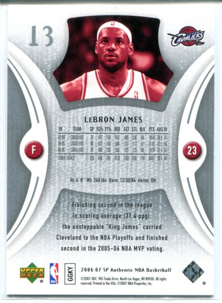 LeBron James 2006-07 Upper Deck Sp Authentic Card #13