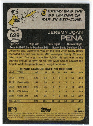 Jeremy Pena 2022 Topps Heritage Rookie Card #629