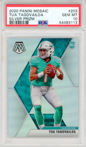 Tua Tagovailoa 2020 Panini Mosaic Silver Prizm Rookie Card #203 (PSA Gem Mint 10)