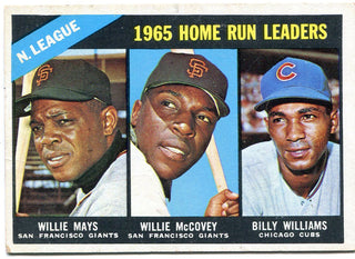 1966 Topps NL Home Run Leaders Mays McCovey Williams card