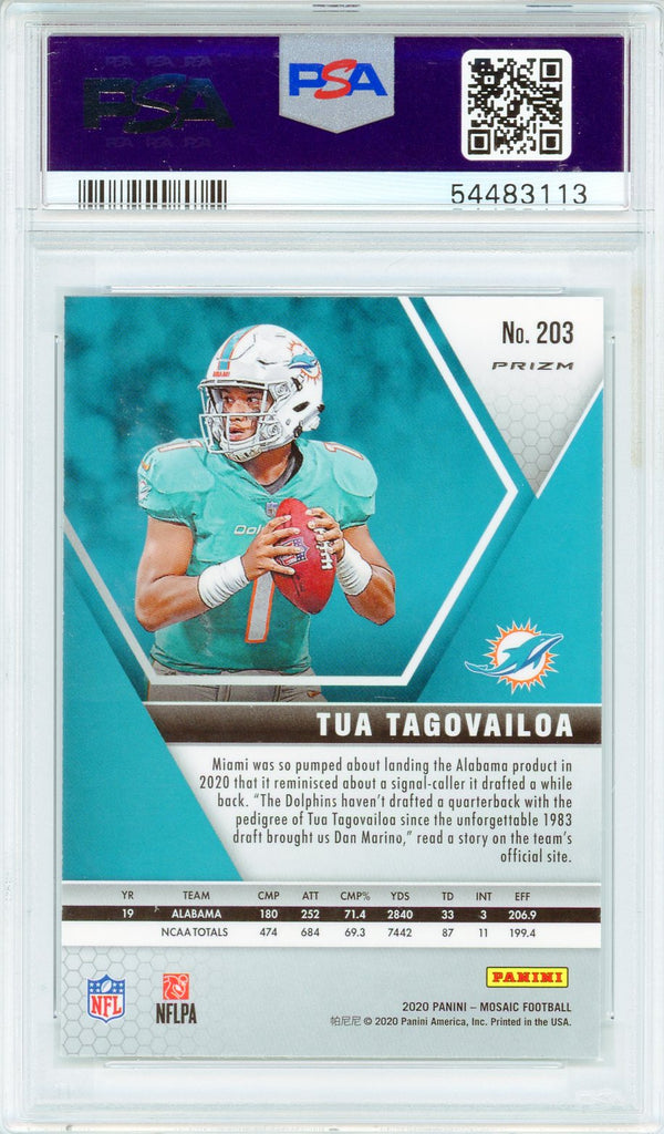Tua Tagovailoa 2020 Panini Mosaic Silver Prizm Rookie Card #203 (PSA Gem Mint 10)