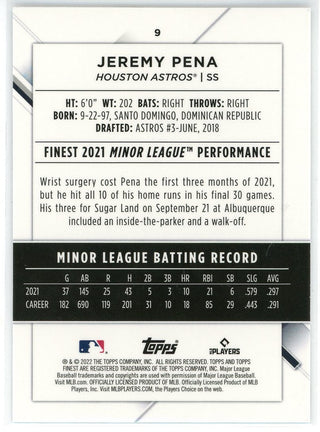 Jeremy Pena 2022 Topps Finest Rookie Card #9
