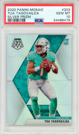 Tua Tagovailoa 2020 Panini Mosaic Silver Prizm Rookie Card #203 (PSA Gem Mint 10)