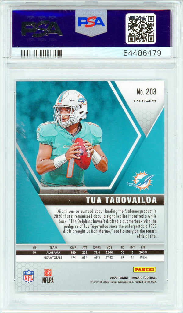 Tua Tagovailoa 2020 Panini Mosaic Silver Prizm Rookie Card #203 (PSA Gem Mint 10)