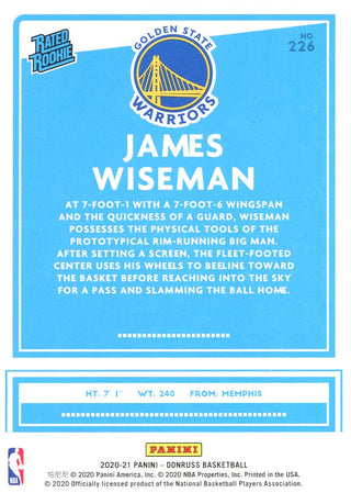 James Wiseman 2020 Donruss Rated Rookie Card