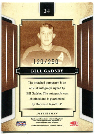 Bill Gadsby 2008 Donruss Sports Legends Autographed Card #120/250