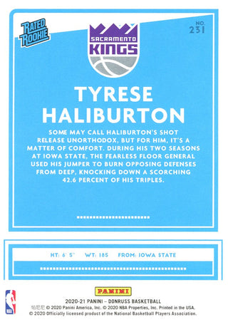 Tyrese Haliburton 2020 Donruss Rated Rookie Card