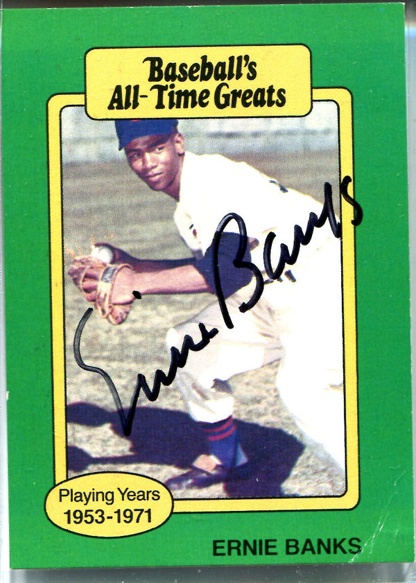 Ernie Banks Autographed Card (JSA)
