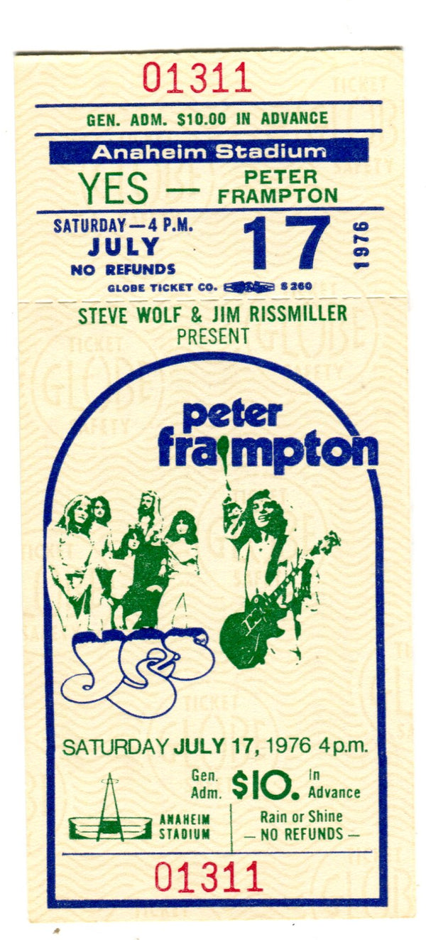 Peter Frampton Anaheim Stadium July 17,1976 Full Concert Ticket