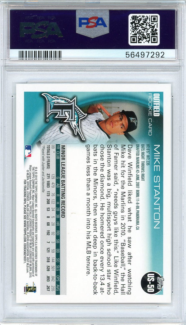Mike Stanton 2010 Topps Update Rookie Card #US50 (PSA)