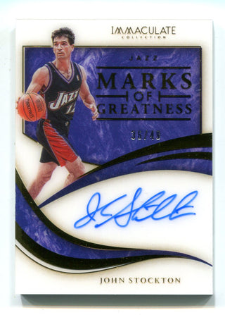John Stockton 2019-20 Panini Immaculate Collection Marks of Greatness Auto /49