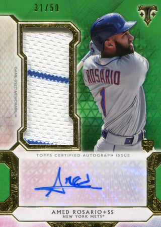 Amed Rosario Autographed 2018 Triple Threads Green Relic Rookie Card