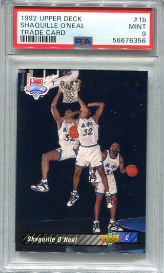 Shaquille O`Neal 1992 Upper Deck #1b PSA Mint 9 Card
