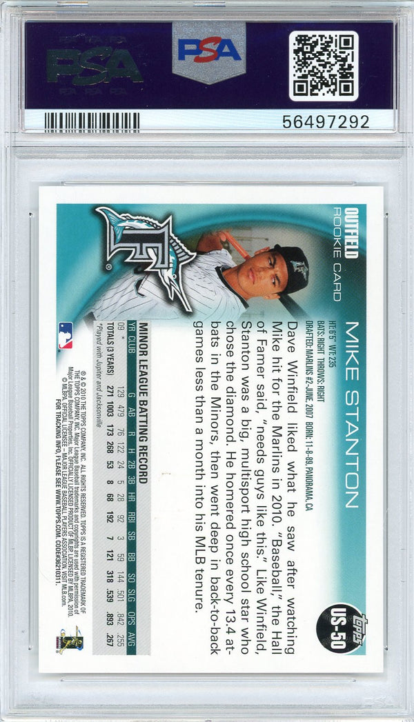 Mike Stanton 2010 Topps Update Rookie Card #US50 (PSA)