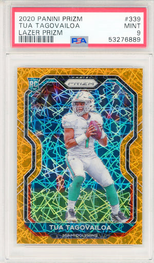 Tua Tagovailoa 2020 Panini Prizm Orange Lazer Prizm Rookie Card #339 (PSA Mint 9)