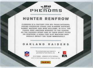 Hunter Renfrow 2019 Panini Donruss Optic Phenoms Rookie Silver Prizm Jersey Card