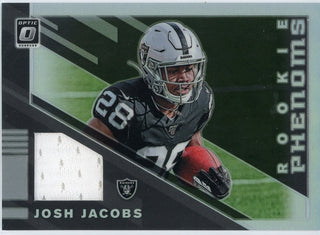 Josh Jacobs 2019 Panini Donruss Optic Phenoms Rookie Silver Prizm Jersey Card