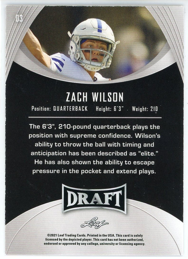 Zach Wilson 2021 Leaf Draft Rookie Card #03
