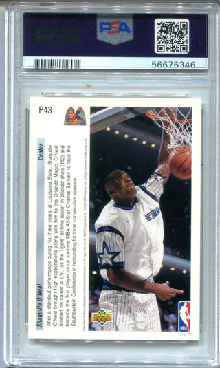 Shaquille O`Neal 1992 Upper Deck McDonald`s #P43 PSA Mint 9 Card