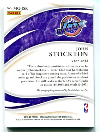 John Stockton 2019-20 Panini Immaculate Collection Marks of Greatness Auto /49