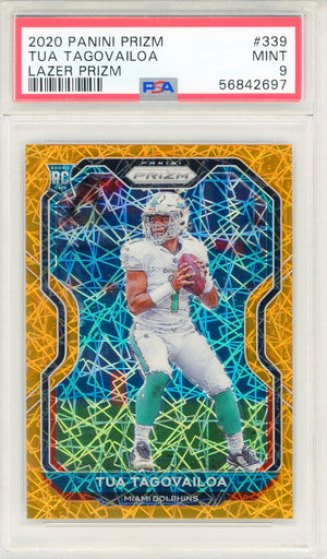 Tua Tagovailoa 2020 Panini Prizm Orange Lazer Prizm Rookie Card #339 (PSA Mint 9)
