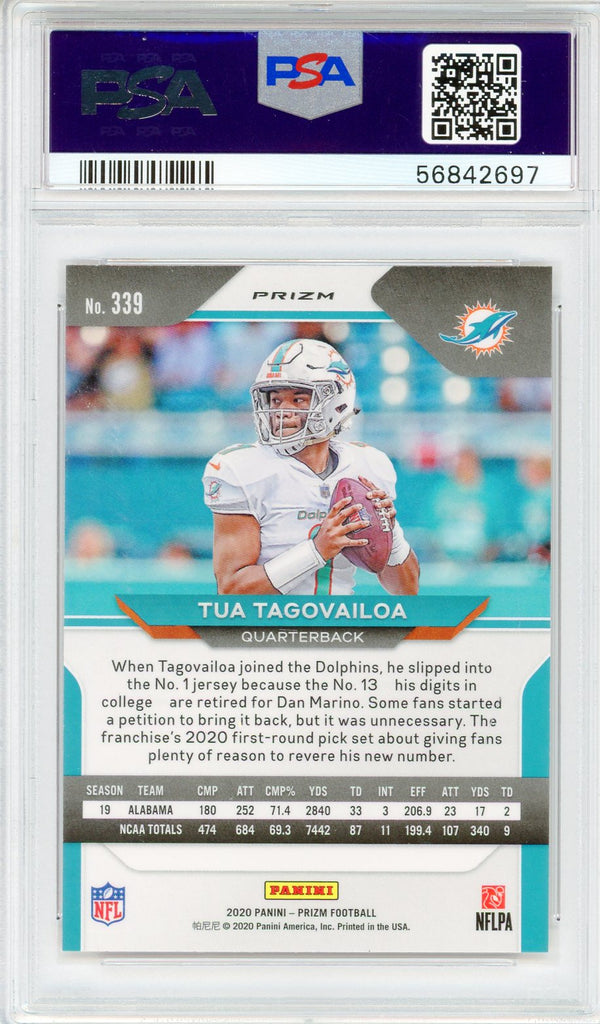 Tua Tagovailoa 2020 Panini Prizm Orange Lazer Prizm Rookie Card #339 (PSA Mint 9)